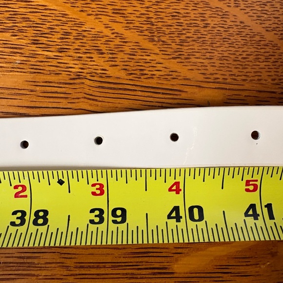 J Crew Cream Patent Leather Gold Square Buckle Belt Classic Skinny 3/4” 39” GUC - Picture 8 of 10